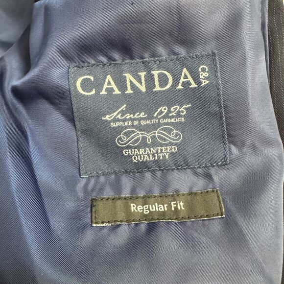 Canda Regular Fit Suit Blazer Jacket Mens 46 Short Navy Blue Pinstriped Workwear - Picture 4 of 13